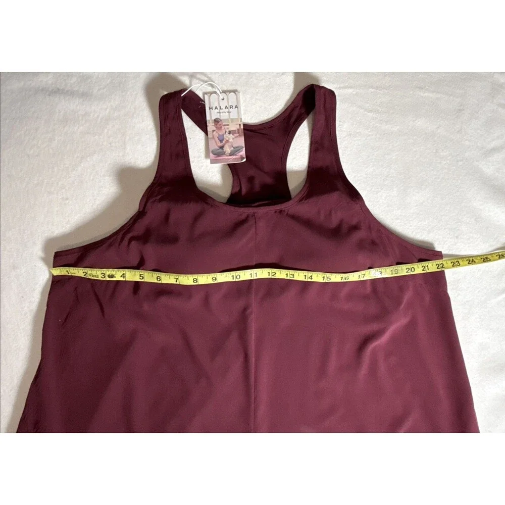 Halara Breezeful Backless Racerback Midi Dress Womens XL Burgundy Quick Dry NWT